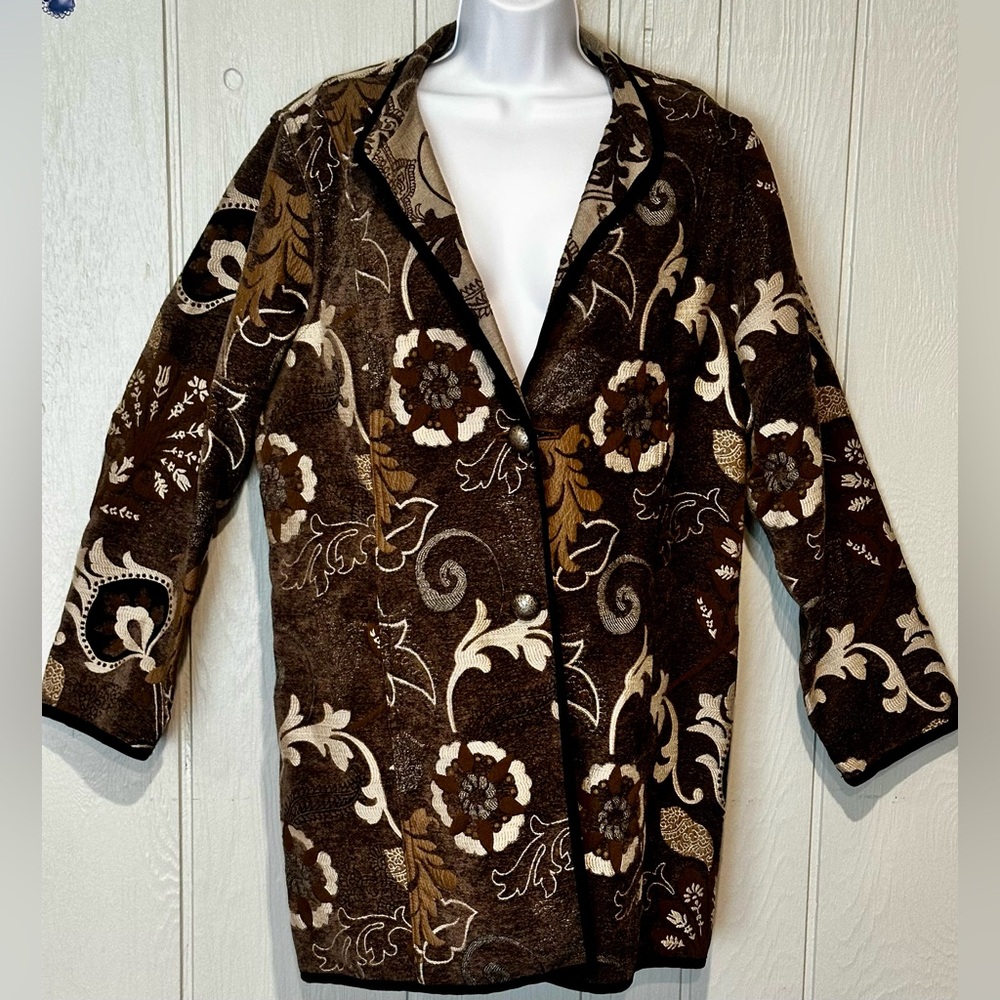 Trimdin Chic Brown Floral Blazer Jacket
